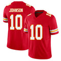 Kansas City #10 Johnson Player Football V Neck Short Sleeve Red Jersey Emmett For Men Youth Women Gift