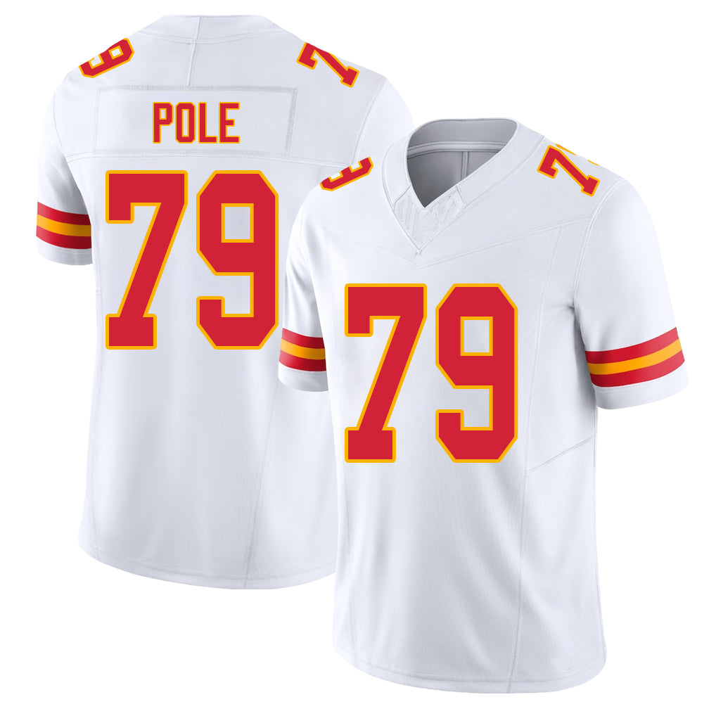 Kansas City #79 Pole Player Football V Neck Short Sleeve White Jersey Esa For Men Youth Women Gift