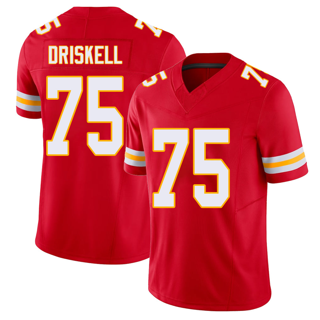 Kansas City #75 Driskell Player Football V Neck Short Sleeve Red Jersey Ethan For Men Youth Women Gift