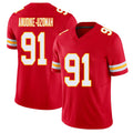 Kansas City #91 Anudike-Uzomah Player Football V Neck Short Sleeve Red Jersey Felix For Men Youth Women Gift