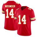 Kansas City #14 Nussmeier Player Football V Neck Short Sleeve Red Jersey Garrett For Men Youth Women Gift