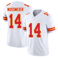 Kansas City #14 Nussmeier Player Football V Neck Short Sleeve White Jersey Garrett For Men Youth Women Gift