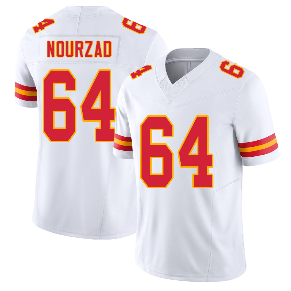 Kansas City #64 Nourzad Player Football V Neck Short Sleeve White Jersey Hunter For Men Youth Women Gift