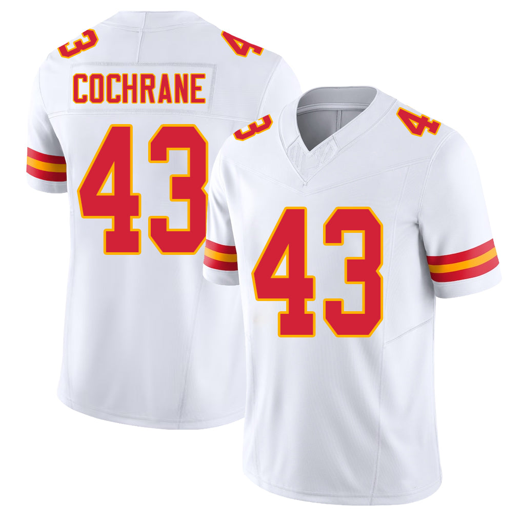 Kansas City #43 Cochrane Player Football V Neck Short Sleeve White Jersey Jack For Men Youth Women Gift