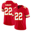 Kansas City #22 Canady Player Football V Neck Short Sleeve Red Jersey Jadon For Men Youth Women Gift