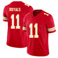 Kansas City #11 Royals Player Football V Neck Short Sleeve Red Jersey Jalen For Men Youth Women Gift