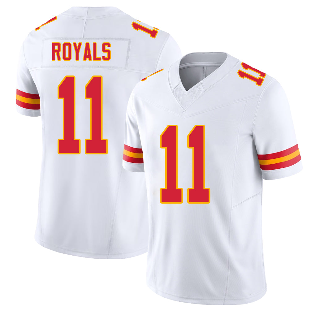 Kansas City #11 Royals Player Football V Neck Short Sleeve White Jersey Jalen For Men Youth Women Gift