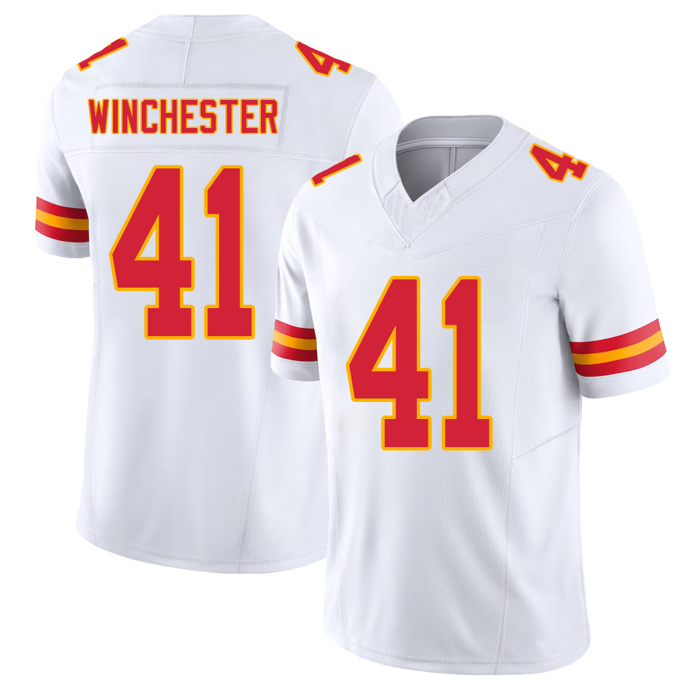 Kansas City #41 Winchester Player Football V Neck Short Sleeve White Jersey James For Men Youth Women Gift