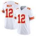 Kansas City #12 Wiley Player Football V Neck Short Sleeve White Jersey Jared For Men Youth Women Gift