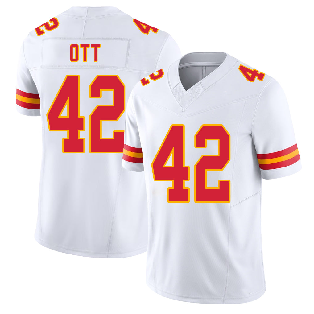 Kansas City #42 Ott Player Football V Neck Short Sleeve White Jersey Jaydn For Men Youth Women Gift