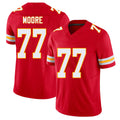 Kansas City #77 Moore Player Football V Neck Short Sleeve Red Jersey Jaylon For Men Youth Women Gift