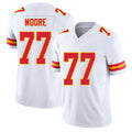 Kansas City #77 Moore Player Football V Neck Short Sleeve White Jersey Jaylon For Men Youth Women Gift
