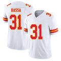 Kansas City #31 Bassa Player Football V Neck Short Sleeve White Jersey Jeffrey For Men Youth Women Gift