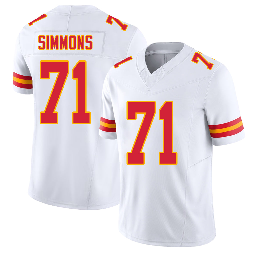 Kansas City #71 Simmons Player Football V Neck Short Sleeve White Jersey Josh For Men Youth Women Gift