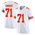 Kansas City #71 Simmons Player Football V Neck Short Sleeve White Jersey Josh For Men Youth Women Gift