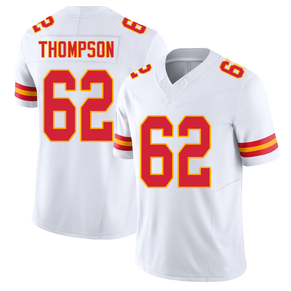Kansas City #62 Thompson Player Football V Neck Short Sleeve White Jersey Josh For Men Youth Women Gift