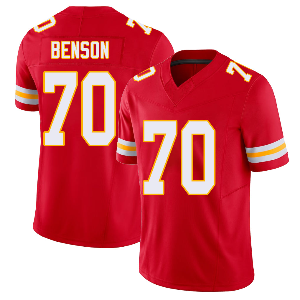 Kansas City #70 Benson Player Football V Neck Short Sleeve Red Jersey Kahlil For Men Youth Women Gift