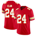 Kansas City #24 Elam Player Football V Neck Short Sleeve Red Jersey Kaiir For Men Youth Women Gift
