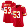 Kansas City #53 Arnold Player Football V Neck Short Sleeve Red Jersey Kam For Men Youth Women Gift