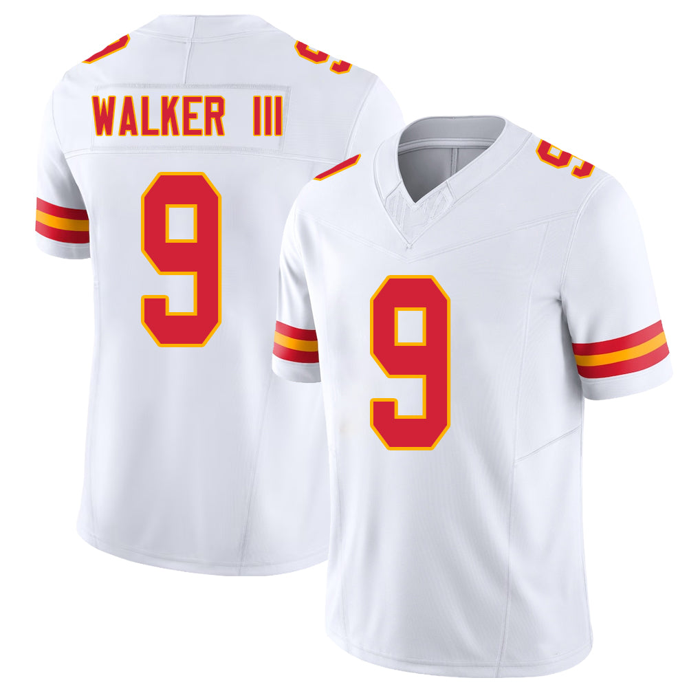 Kansas City #9 Walker III Player Football V Neck Short Sleeve White Jersey Kenneth For Men Youth Women Gift