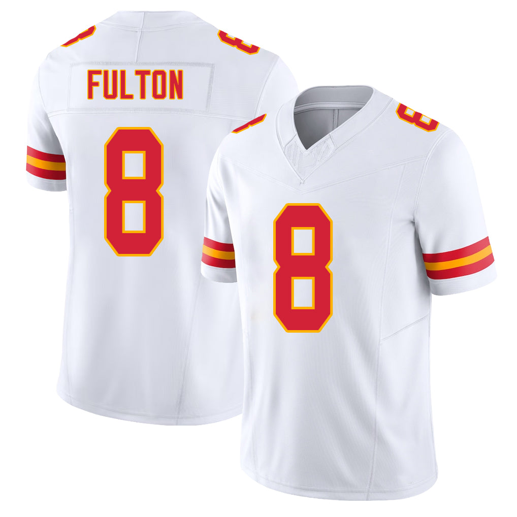 Kansas City #8 Fulton Player Football V Neck Short Sleeve White Jersey Kristian For Men Youth Women Gift