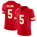 Kansas City #5 Delane Player Football V Neck Short Sleeve Red Jersey Mansoor For Men Youth Women Gift