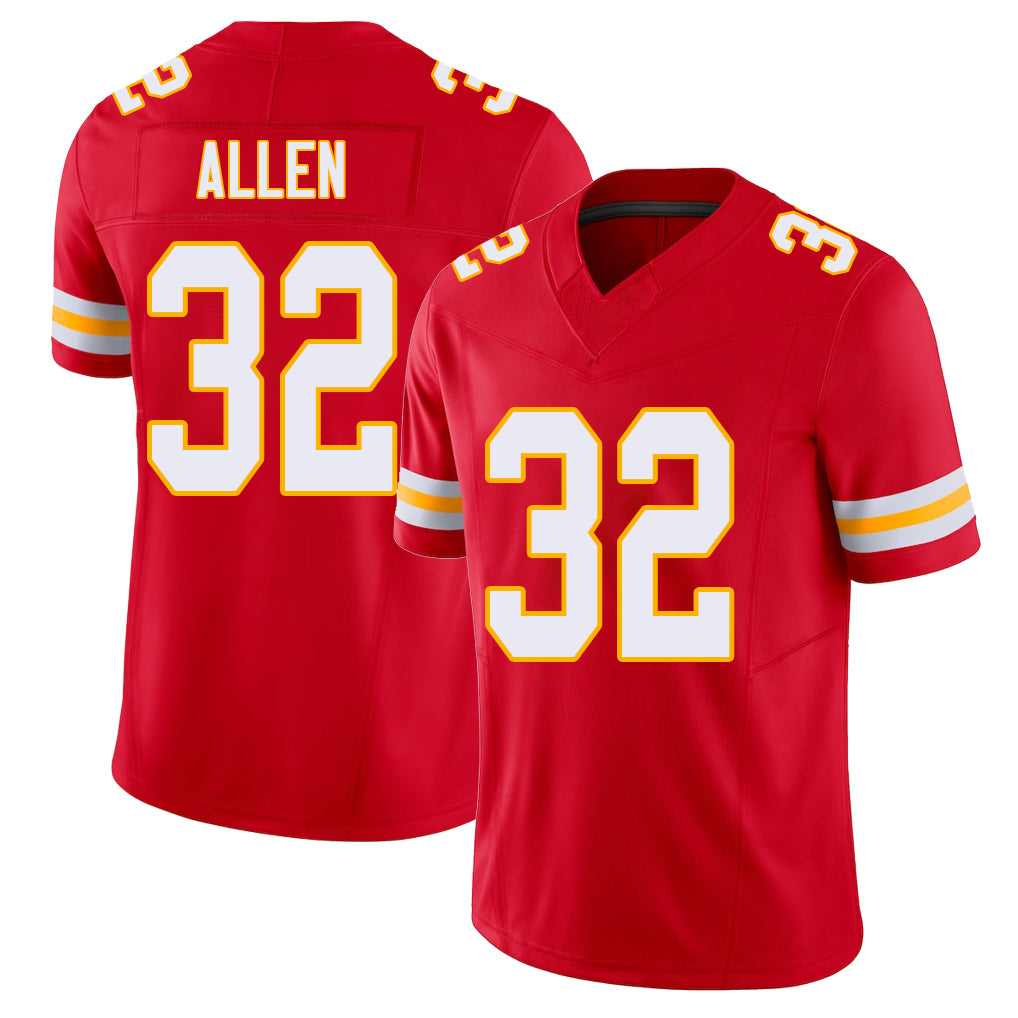 Kansas City #32 Allen Player Football V Neck Short Sleeve Red Jersey Marcus For Men Youth Women Gift