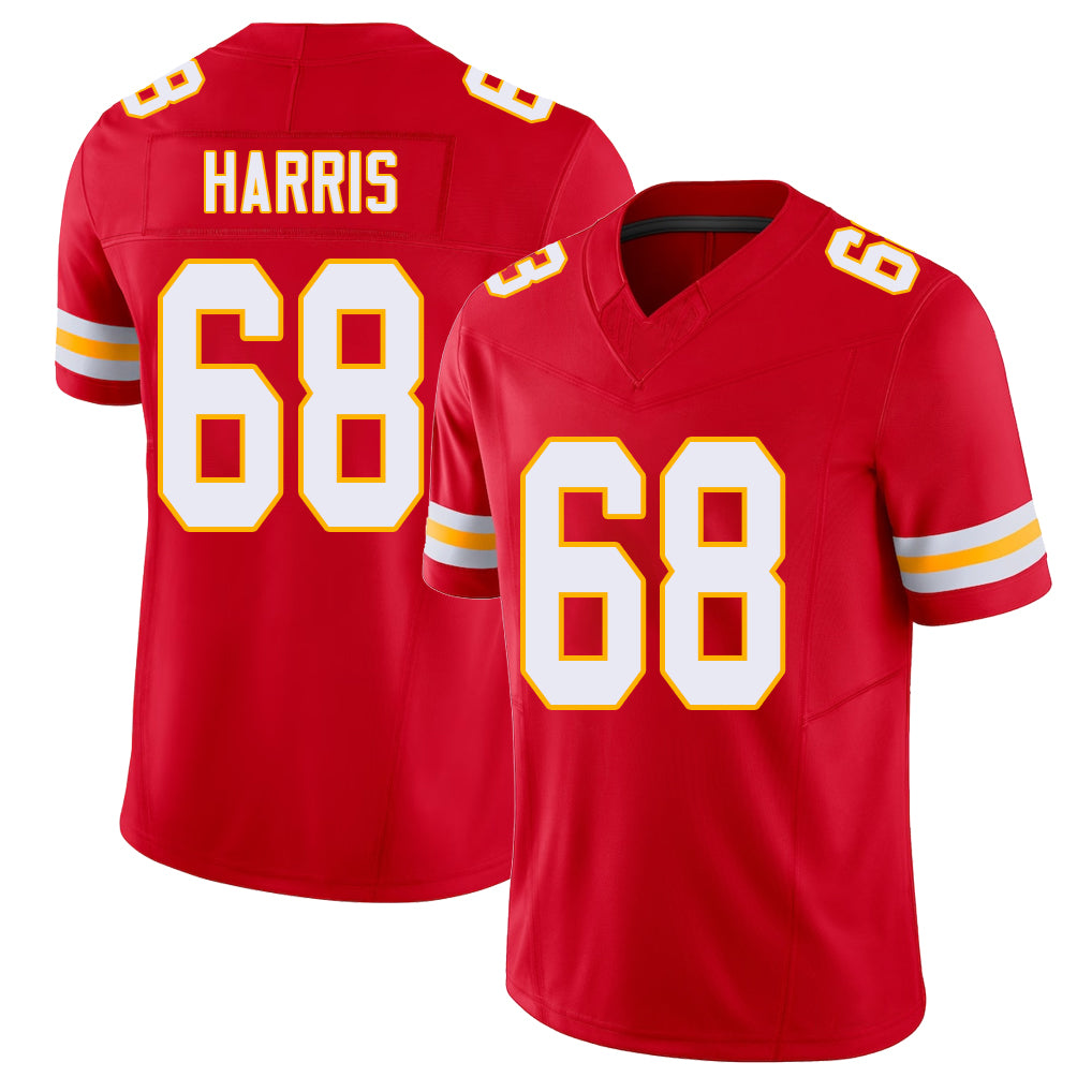 Kansas City #68 Harris Player Football V Neck Short Sleeve Red Jersey Marcus For Men Youth Women Gift