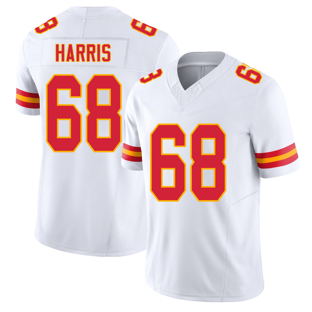 Kansas City #68 Harris Player Football V Neck Short Sleeve White Jersey Marcus For Men Youth Women Gift