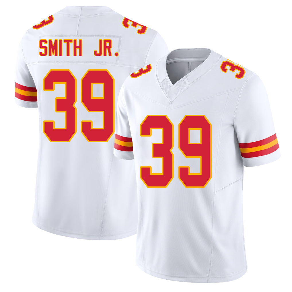 Kansas City #39 Smith Jr. Player Football V Neck Short Sleeve White Jersey Melvin For Men Youth Women Gift