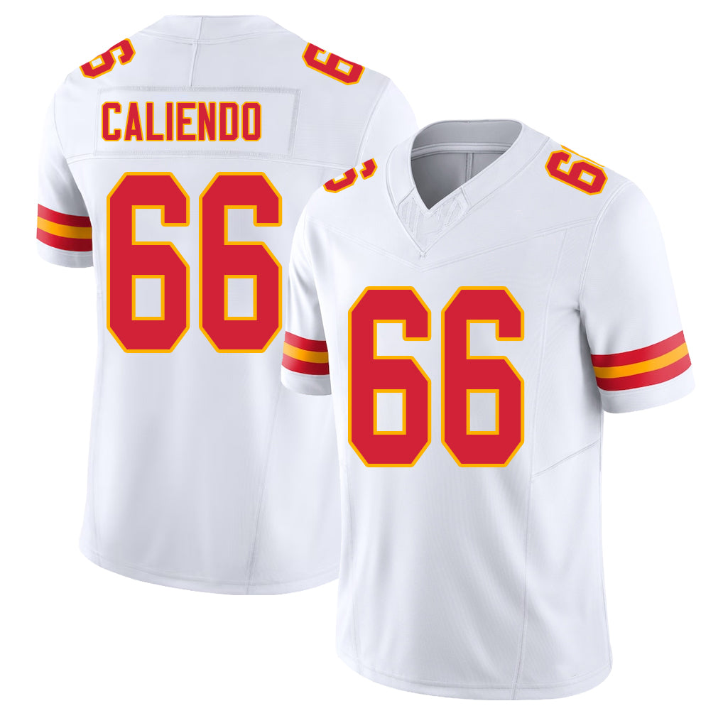 Kansas City #66 Caliendo Player Football V Neck Short Sleeve White Jersey Mike For Men Youth Women Gift