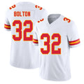 Kansas City #32 Bolton Player Football V Neck Short Sleeve White Jersey Nick For Men Youth Women Gift