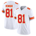 Kansas City #81 Remigio Player Football V Neck Short Sleeve White Jersey Nikko For Men Youth Women Gift