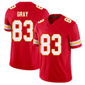 Kansas City #83 Gray Player Football V Neck Short Sleeve Red Jersey Noah For Men Youth Women Gift