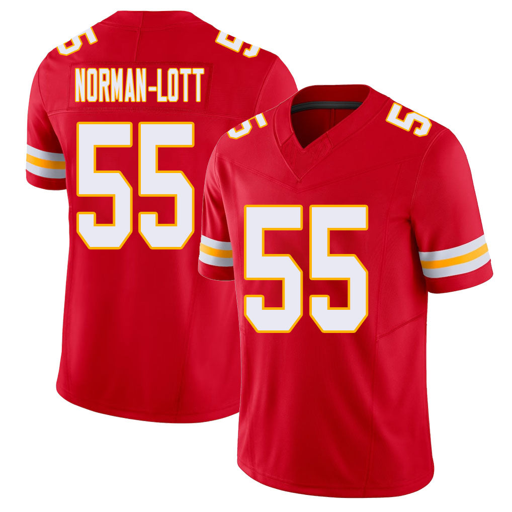 Kansas City #55 Norman-Lott Player Football V Neck Short Sleeve Red Jersey Omarr For Men Youth Women Gift