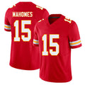 Kansas City #15 Mahomes Player Football V Neck Short Sleeve Red Jersey Patrick For Men Youth Women Gift