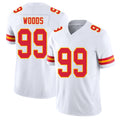 Kansas City #99 Woods Player Football V Neck Short Sleeve White Jersey Peter For Men Youth Women Gift