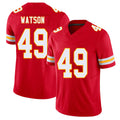 Kansas City #49 Watson Player Football V Neck Short Sleeve Red Jersey Tre For Men Youth Women Gift