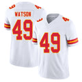 Kansas City #49 Watson Player Football V Neck Short Sleeve White Jersey Tre For Men Youth Women Gift