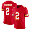 Kansas City #2 Thornton Player Football V Neck Short Sleeve Red Jersey Tyquan For Men Youth Women Gift
