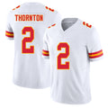 Kansas City #2 Thornton Player Football V Neck Short Sleeve White Jersey Tyquan For Men Youth Women Gift
