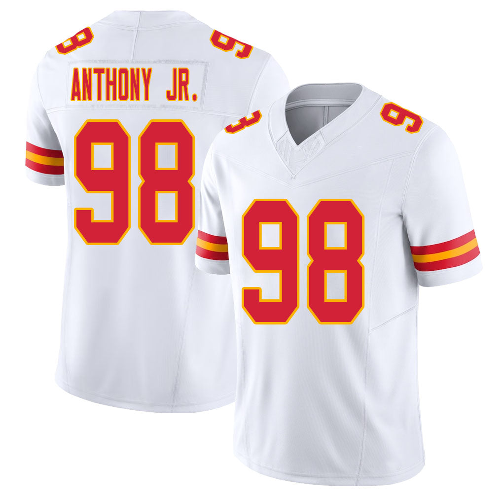 Kansas City #98 Anthony Jr. Player Football V Neck Short Sleeve White Jersey Vincent For Men Youth Women Gift