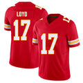 Kansas City #17 Loyd Player Football V Neck Short Sleeve Red Jersey Xavier For Men Youth Women Gift