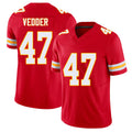 Kansas City #47 Vedder Player Football V Neck Short Sleeve Red Jersey Zelmar For Men Youth Women Gift