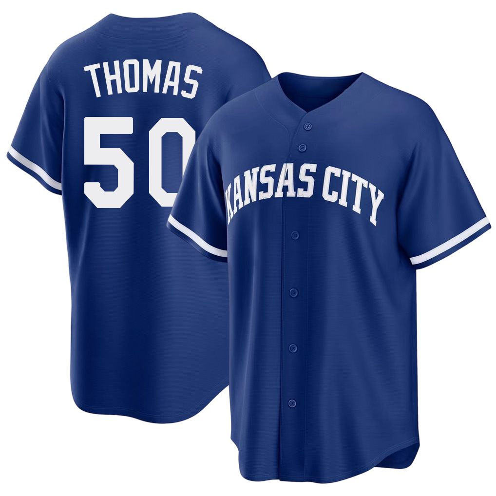 Kansas City #50 Thomas Player Baseball Short Sleeve Royal Jersey Connor For Men Women Youth Gift