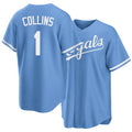 Kansas City #1 Collins Player Baseball Short Sleeve Blue Jersey Isaac For Men Women Youth Gift