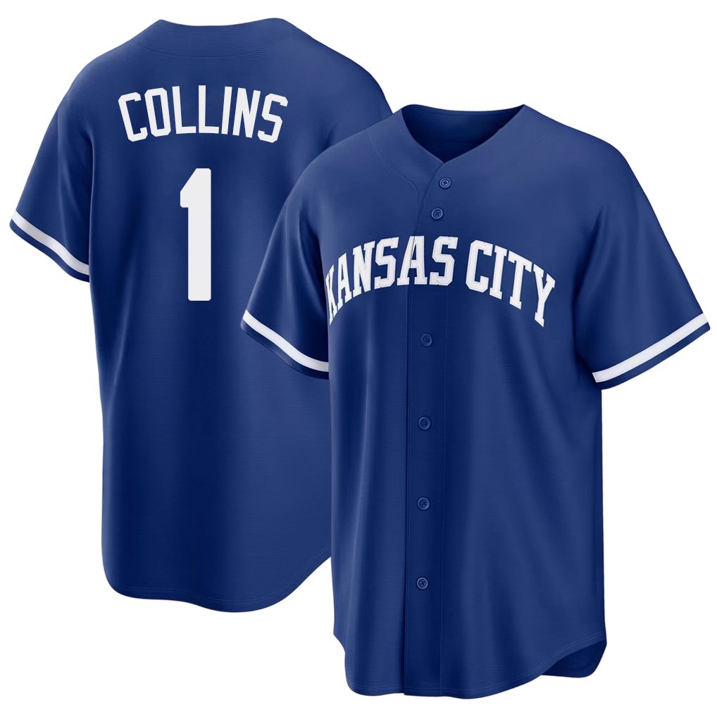 Kansas City #1 Collins Player Baseball Short Sleeve Royal Jersey Isaac For Men Women Youth Gift