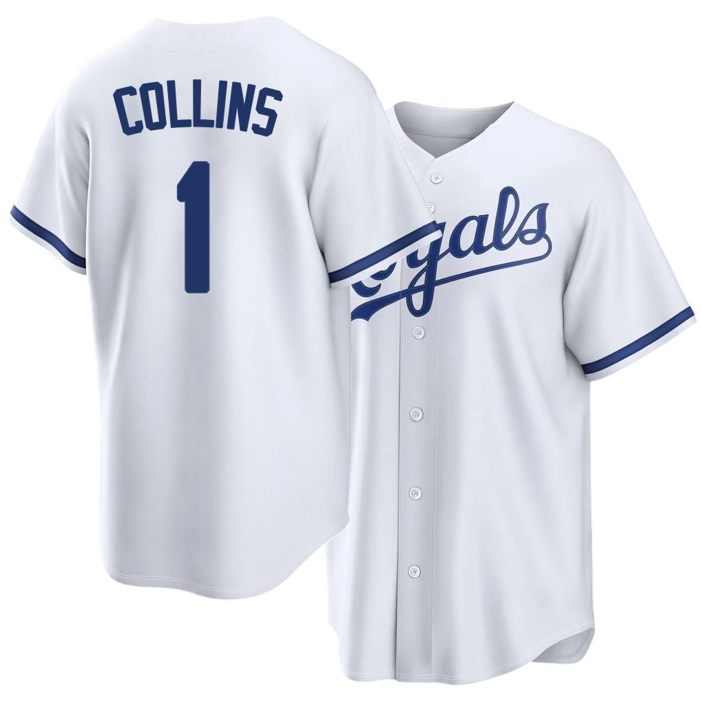 Kansas City #1 Collins Player Baseball Short Sleeve White Jersey Isaac For Men Women Youth Gift