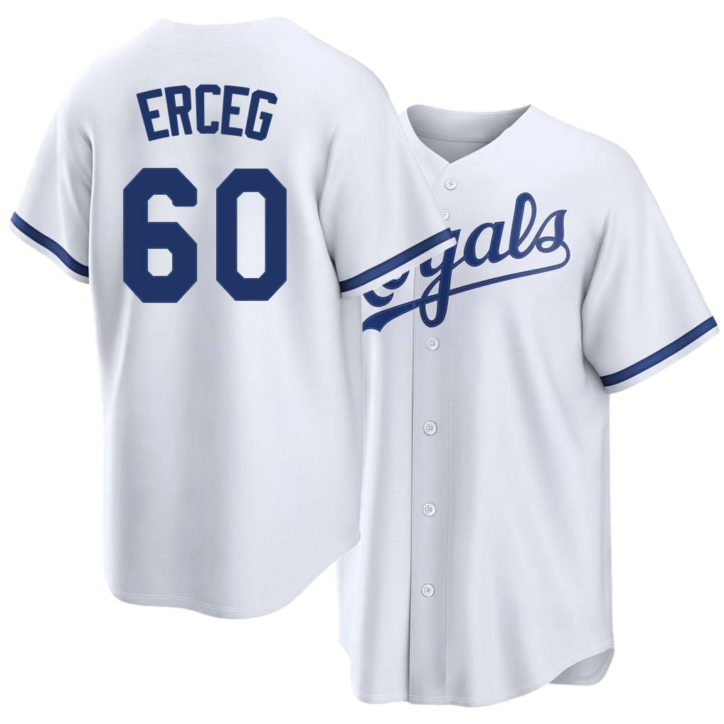Kansas City #60 Erceg Player Baseball Short Sleeve White Jersey Lucas For Men Women Youth Gift