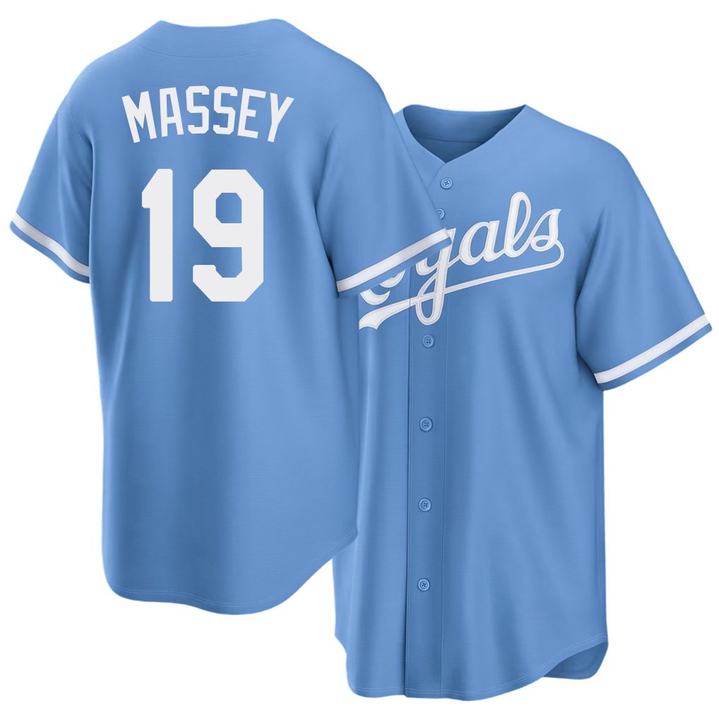 Kansas City #19 Massey Player Baseball Short Sleeve Blue Jersey Michael For Men Women Youth Gift